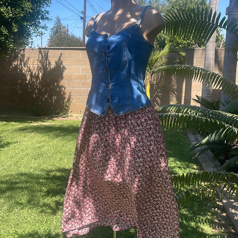 PARIS BLUES Originals, 💕  Vintage Denim Button-Up Corset Top sz 5 Womens DRESS - Picture 3 of 16
